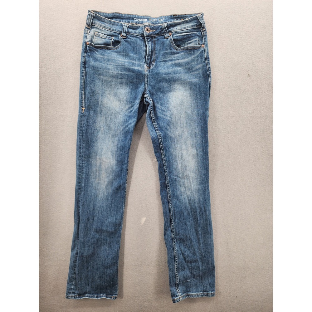 Cowgirl Tuff Co Womens Bootcut Jeans Size 33x35 Med‎ Wash Stretch Denim Western